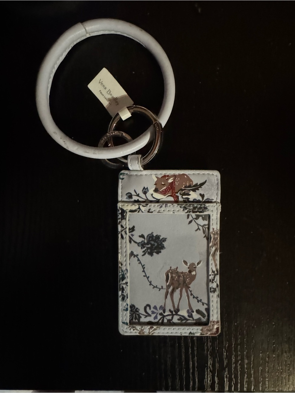 Wildlife Print Leather Cardholder Keyring - blue